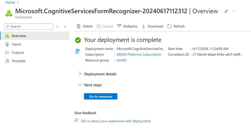 Click review and create button